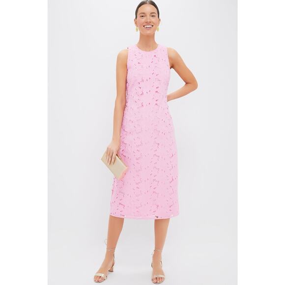 HYACINTH HOUSE Carnation Pink Eyelet Evelyn Midi Dress Size XS NWT - Picture 1 of 8